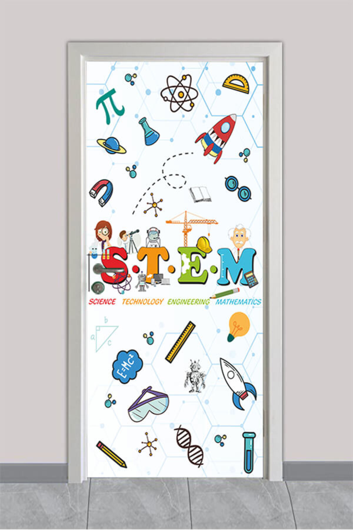 STEM – Renkli Bilim Simgeleri – Okul Kapı Giydirme