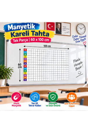 Matematik Tahta Magneti – 60x100 cm Kareli – Yaz Sil Tekrar Kullan