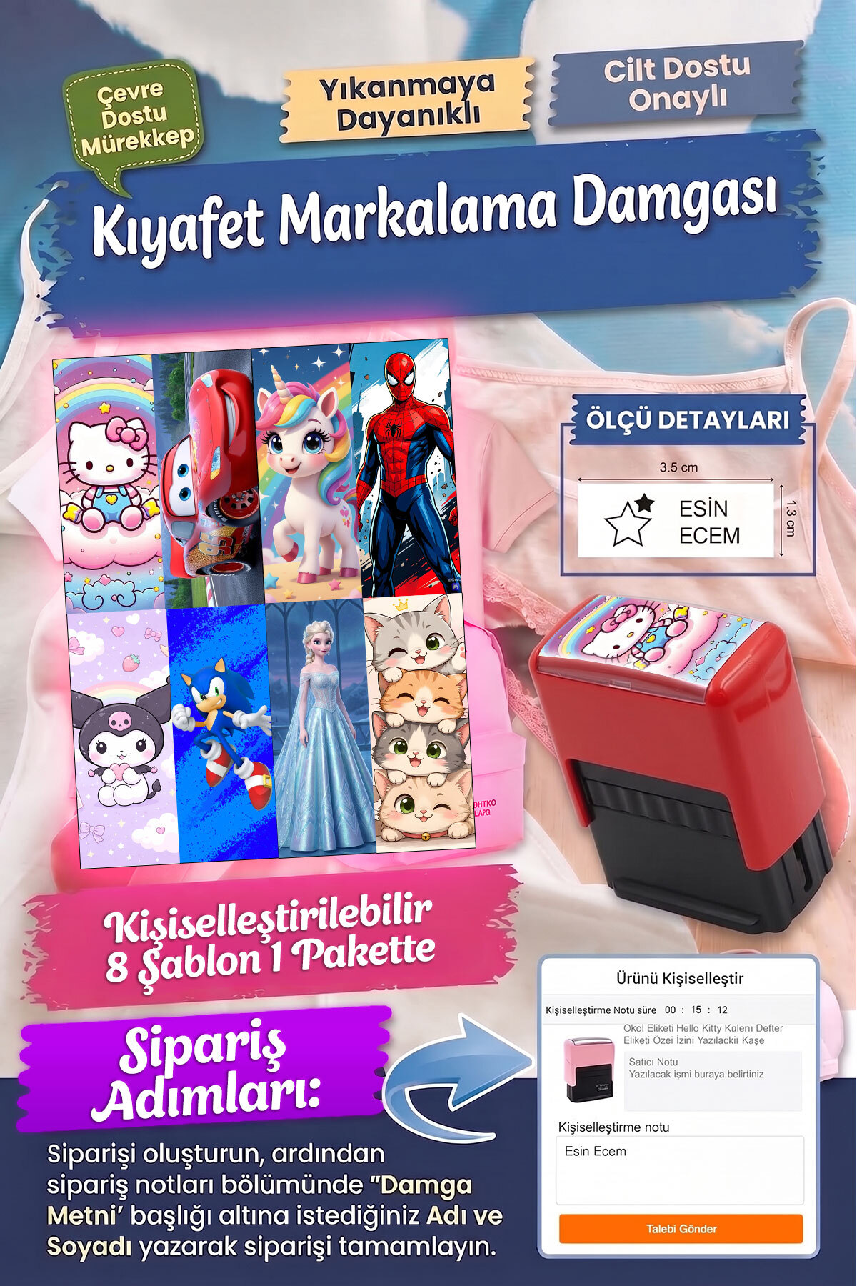 Kıyafet Kaşesi Okul Kaşesi Öğrenci Kaşesi Kişiye Özel İSİM Kaşesi