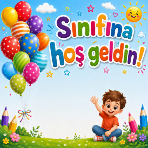 Sınıfına hoş geldin afişi dijital baskı kapsüllü 200x200