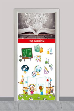 Kitap ve Eğitim Araçları – Hoş Geldiniz – Okul Kapı Giydirme